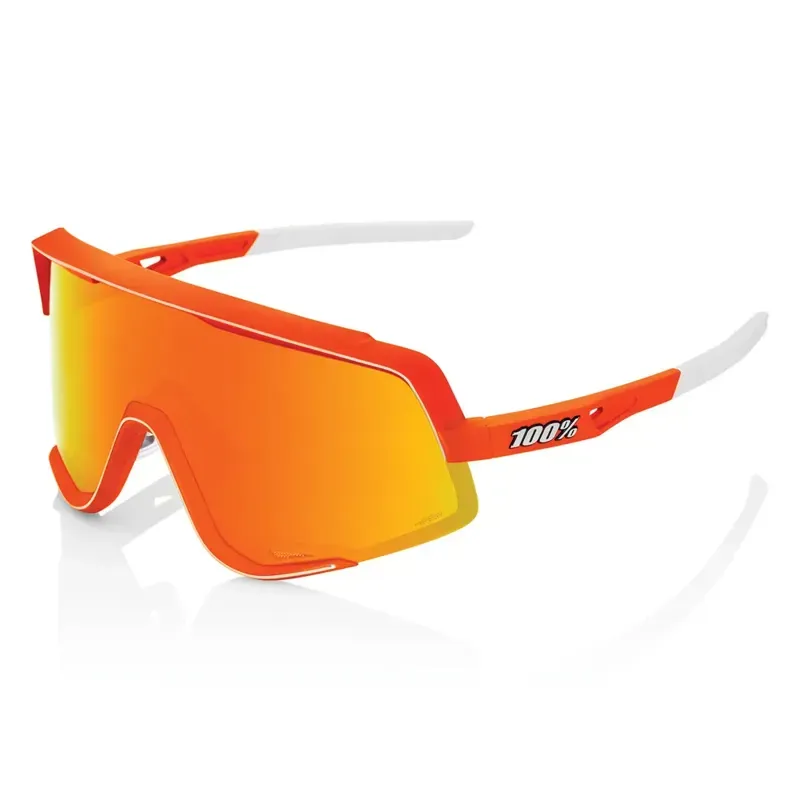 100% Glendale HiPER Red Lens Sunglasses in Neon Orange