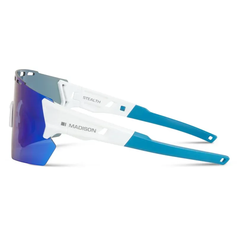 Madison Stealth Blue Mirror Lens Sunglasses in White-1